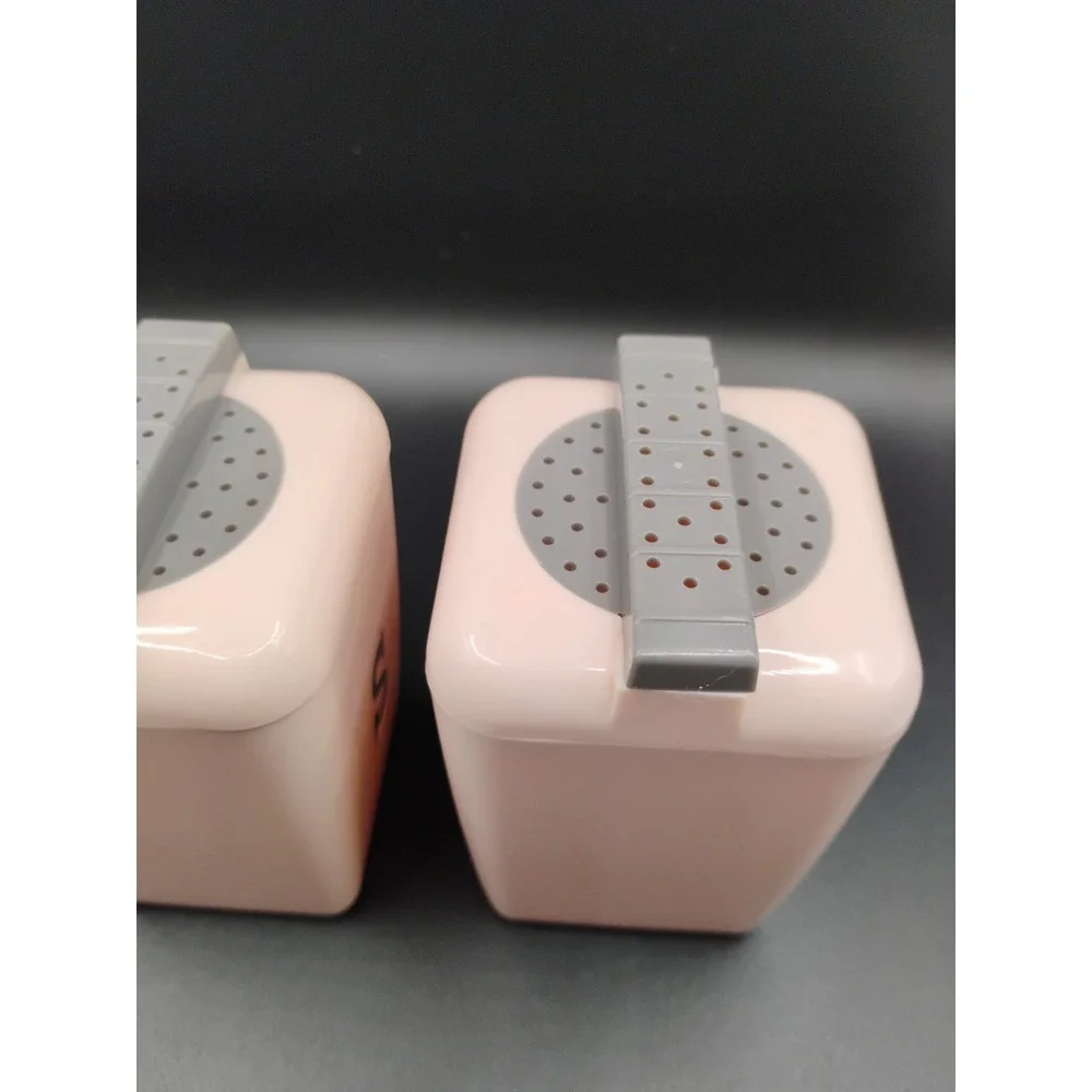 MCM Burrite Pink Salt And Pepper Shakers Square Plastic Vintage Retro #329
